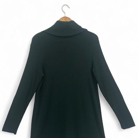 Michael Stars Women's Hallie Rib-Knit Turtleneck Dress Size L Dark Forest Green - Picture 7 of 12